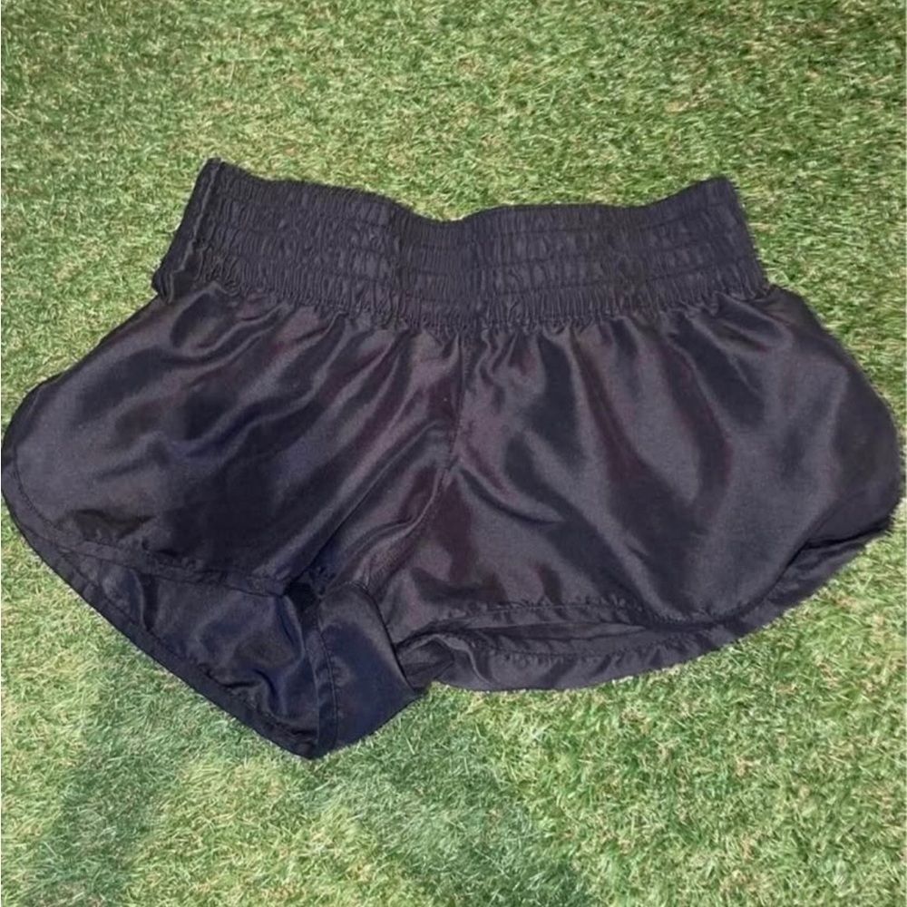 Women Workout Elastic High Waist Black Mini Shorts